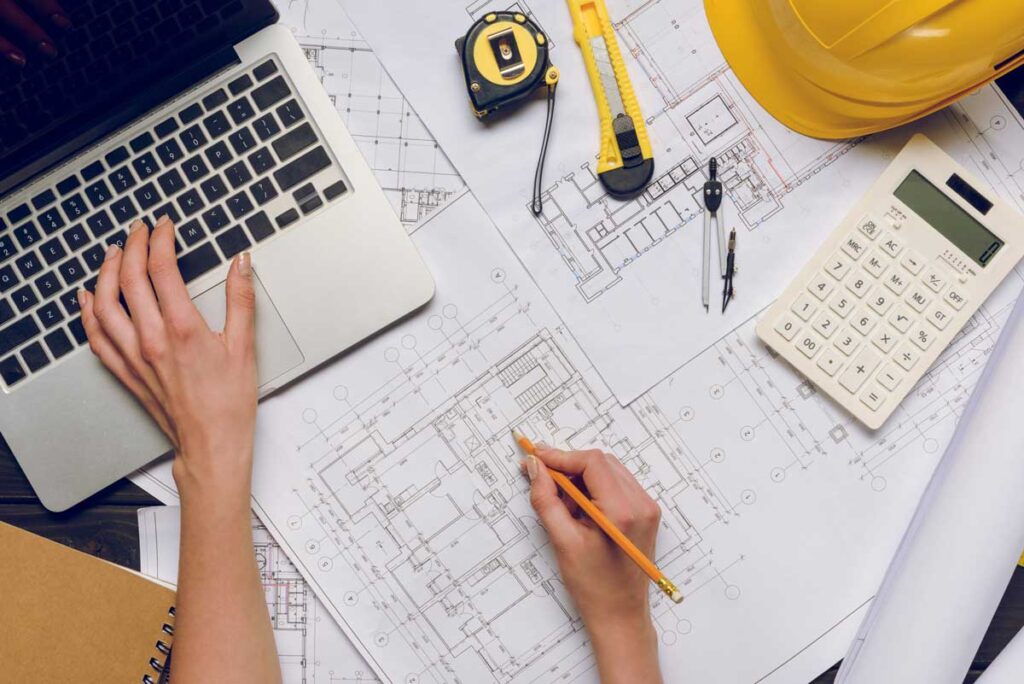 designer working on new custom home selections